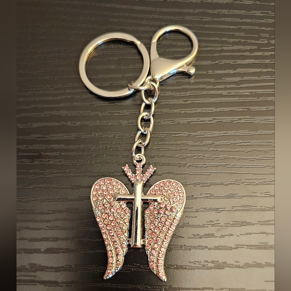 Bag Charm Keychain  Cross With Wings